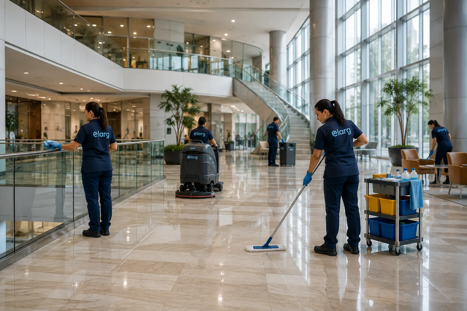 Limpieza profesional en una instalación en funcionamiento